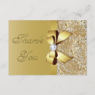 Cartão De Agradecimento Faux Dourado Sequins Arco Diamond Casamento Obriga
