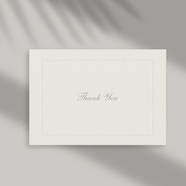 Cartão De Agradecimento Faux Embossed Ecru Foi Formal Casamento Obrigado (formal wedding thank you card faux embossed beaded frame ecru linen classic traditional calligraphy)