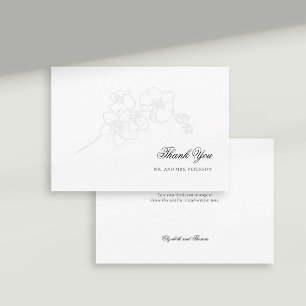 Cartão De Agradecimento Faux Embossed Orchids Elegante Casamento Obrigado
