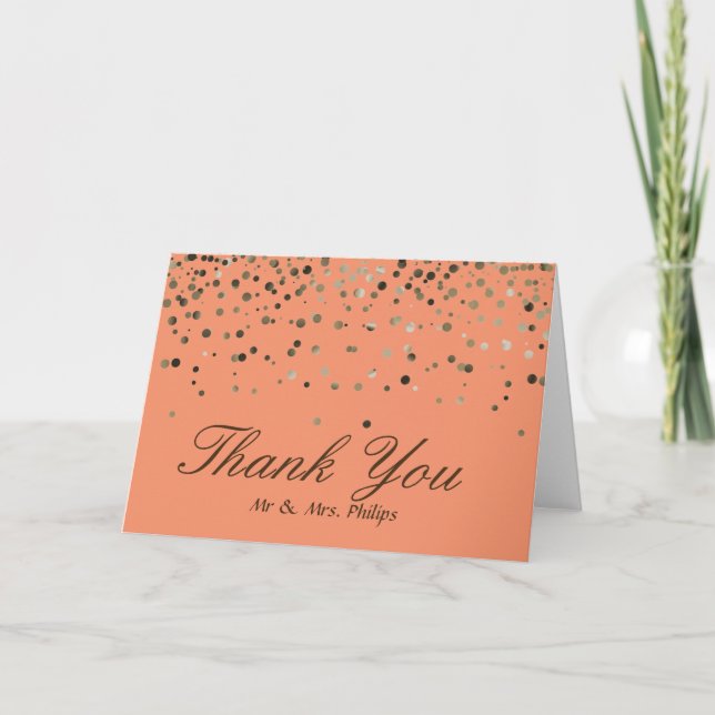 Cartão De Agradecimento Faux Foil Confetti Elegante Sparkle Obrigado (Frente)