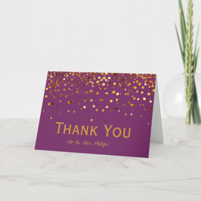 Cartão De Agradecimento Faux Gold Foil Confetti Elegante Sparkles Obrigado (Frente)