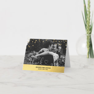 Cartão De Agradecimento Faux Gold Foil Confetti Obrigado Casamento   FOTOS