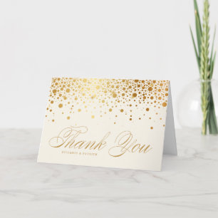 Cartão De Agradecimento Faux Gold Foil Confetti Pontos Ivory Obrigado