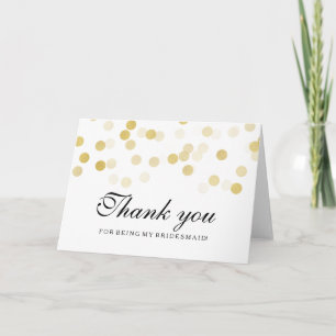 Cartão De Agradecimento Faux Gold Foil Lights Obrigado Bridesmaid