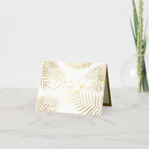 Cartão De Agradecimento Faux Gold Foil Palm Deixa Casamento Tropical
