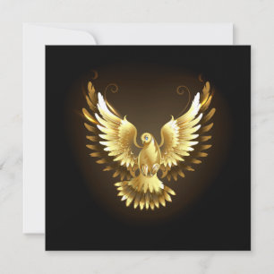 Cartão De Agradecimento Faux Gold Foil Peace Dove em Preto