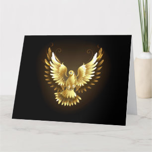 Cartão De Agradecimento Faux Gold Foil Peace Dove em Preto