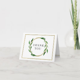 Cartão De Agradecimento Faux Golden Wreath Wedding Thank You Card