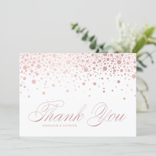 Cartão De Agradecimento Faux Rosa Gold Foil Confetti Dots Casamento
