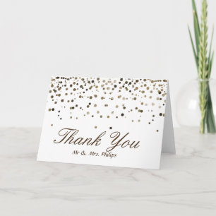 Cartão De Agradecimento Faux Whit Foil Confetti Elegante Sparkles Obrigado
