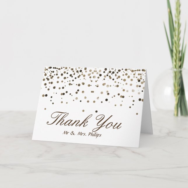 Cartão De Agradecimento Faux Whit Foil Confetti Elegante Sparkles Obrigado (Frente)