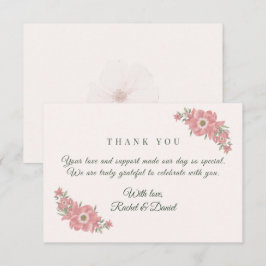 Cartão De Agradecimento Favor de casamento personalizado com nome em rosa 
