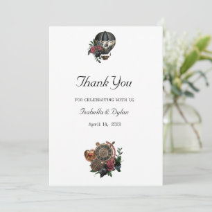 Cartão De Agradecimento Favor de Casamento Steampunk