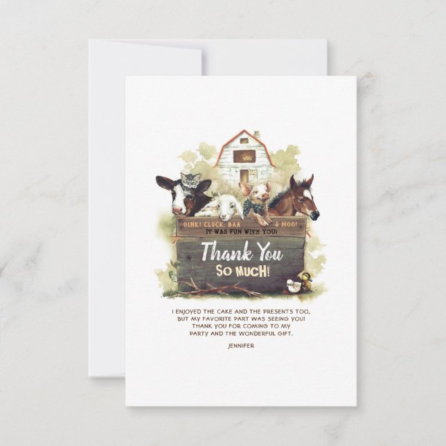 Cartão De Agradecimento Fazenda Aniversário Obrigado Foto (Frente)