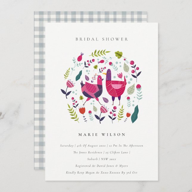 Cartão De Agradecimento Fazenda Brilhante - Chá de panela de Aves Florais (Frente/Verso)