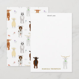 Cartão De Agradecimento Fazenda de Cabras Fofas Animais