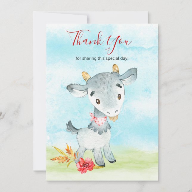 Cartão De Agradecimento Fazenda de Capim de Aquarela (Frente)