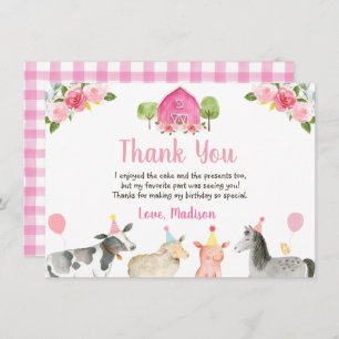 Cartão De Agradecimento Fazenda Rosa Barnyard Aniversário Obrigado