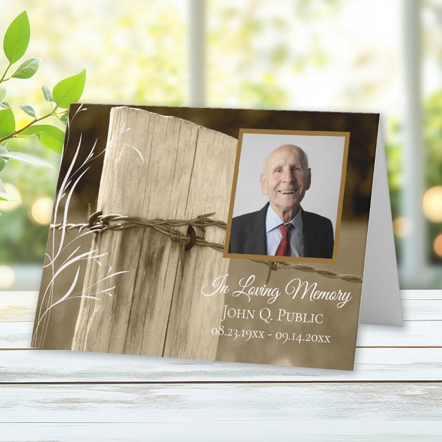 Cartão De Agradecimento Fazenda Rural Cerca Postada Simpatia Memorial Fune (Criador carregado)