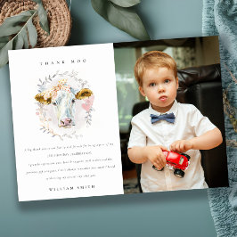 Cartão De Agradecimento Fazenda Vaca Sagrada Fofa Foto de Crianças de Qual