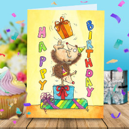 Cartão De Agradecimento Fazendo malabarismo com os Hedgehogs de aniversári