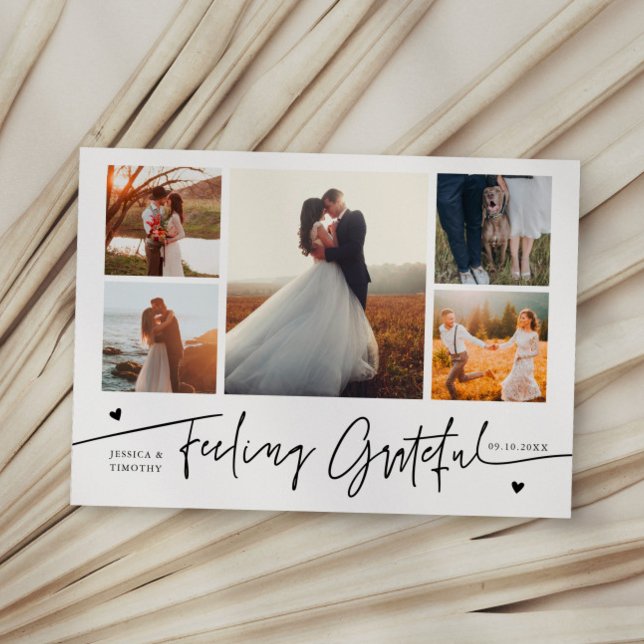 Cartão De Agradecimento Feeling Grateful White Wedding Multi Photo (Criador carregado)