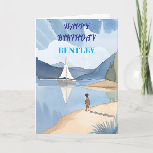 Cartão De Agradecimento feliz aniversariante no lago garoto personalize (Frente)