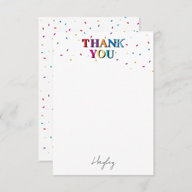 Cartão De Agradecimento Feliz Aniversário Colorido Nome Personalizado Conf (Frente/Verso)