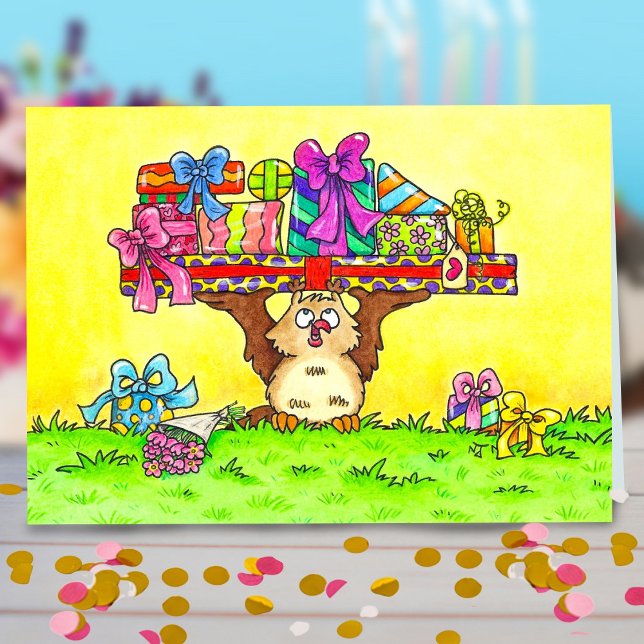 Cartão De Agradecimento Feliz Aniversário Coruja Saudação (Criador carregado)