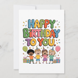 Cartão De Agradecimento Feliz Aniversário Crianças