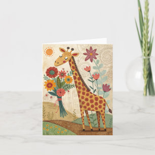 Cartão De Agradecimento Feliz aniversário da girafa foldete