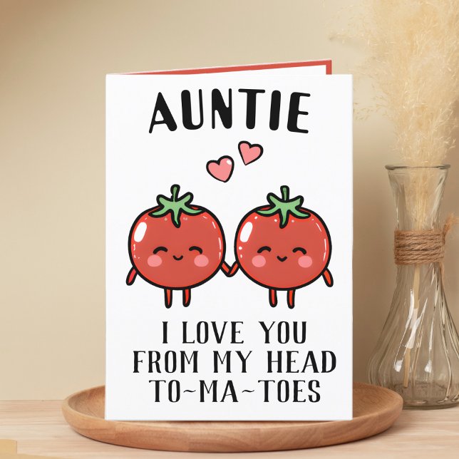 Cartão De Agradecimento Feliz Aniversário da Tia Feliz Tomate Pun (funny tomato birthday card for aunt)