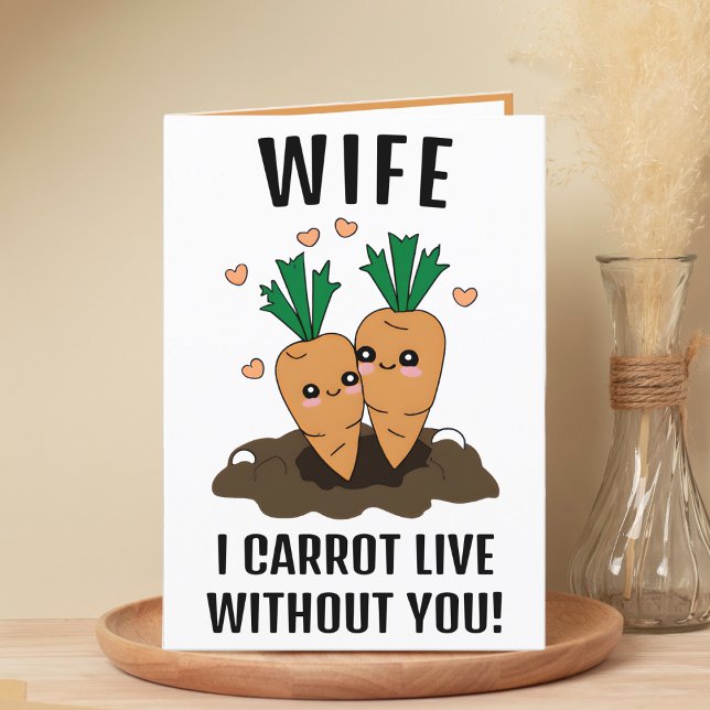 Cartão De Agradecimento Feliz Aniversário do Carrot Pun Esposa Feliz (cute funny carrot birthday card for wife)