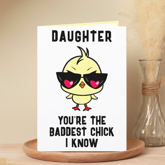 Cartão De Agradecimento Feliz Aniversário do Feliz Aniversário da Filha de (Funny Bad Chick Chicken Daughter Happy Birthday Thank You Card)