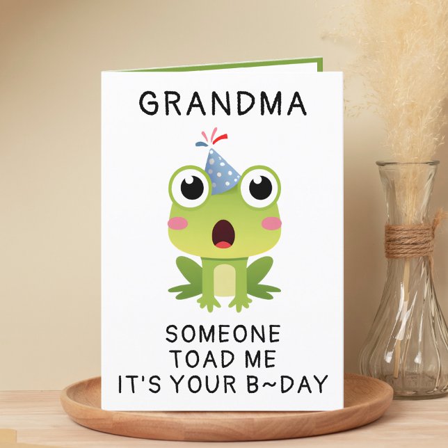 Cartão De Agradecimento Feliz Aniversário do Feliz Aniversário do Sapo Eng (Funny Frog Toad Croak Grandmother Happy Birthday Thank You Card)