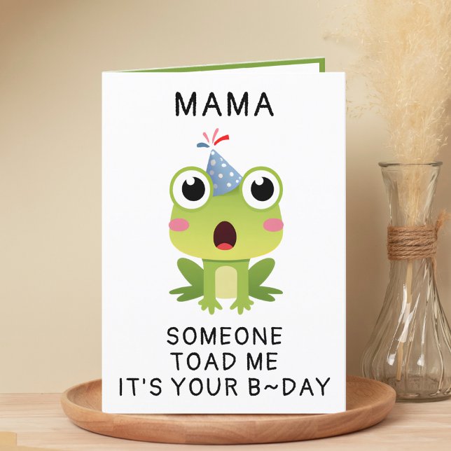 Cartão De Agradecimento Feliz Aniversário do Sapo Engraçado Croak Mãe Feli (Funny Frog Toad Croak Mother Happy Birthday Thank You Card)