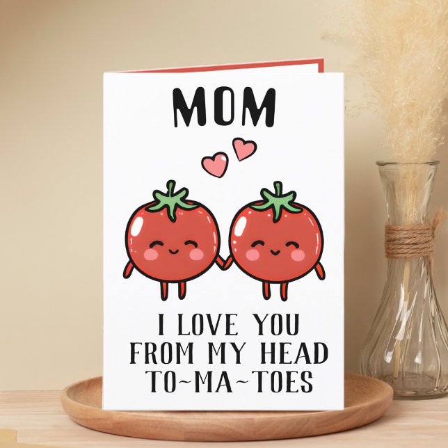 Cartão De Agradecimento Feliz Aniversário do Tomate Engraçado Pun Mãe (funny tomato birthday card for mom)
