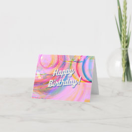 Cartão De Agradecimento Feliz Aniversário! Espirais Coloridos