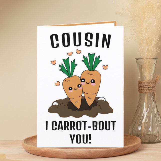 Cartão De Agradecimento Feliz Aniversário Feliz Carrot Pun Cousin (cute funny carrot birthday card for cousin)