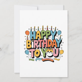 Cartão De Agradecimento Feliz Aniversário Gatinho Fofo