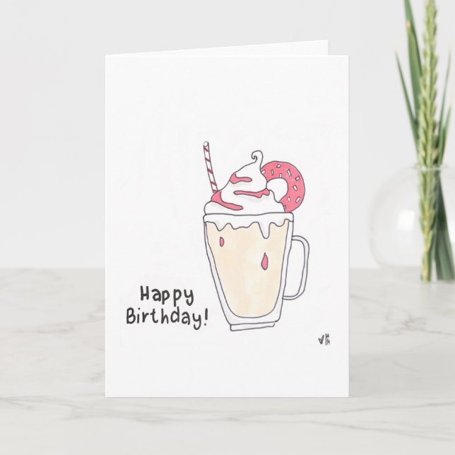 Cartão De Agradecimento Feliz Aniversário Milkshake Card (Frente)