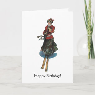 Cartão De Agradecimento Feliz aniversario para um esquiador da mulher