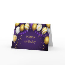 Feliz Aniversário - Personalize Roxo/Dourado