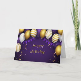Cartão De Agradecimento Feliz Aniversário - Personalize Roxo/Dourado