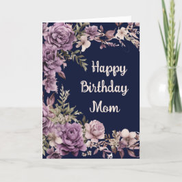 Cartão De Agradecimento Feliz Aniversário Purple Floral Deseja a Mãe 2