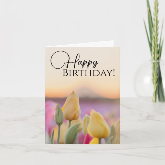 Cartão De Agradecimento Feliz Aniversário Tulip Greeting Card (Frente)