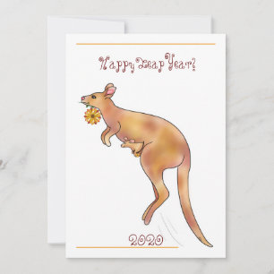Cartão De Agradecimento Feliz Ano do Salto Kangaroo