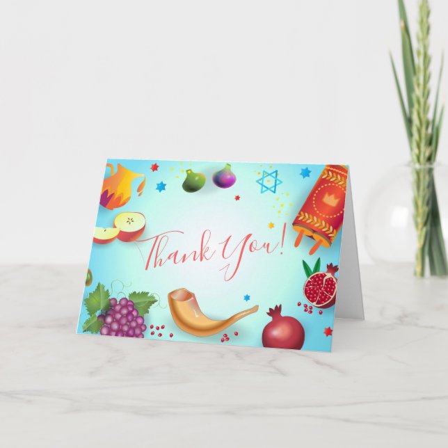 Cartão De Agradecimento Feliz Ano Novo Judaico Rosh Hashanah Mel e Maçã (Frente)