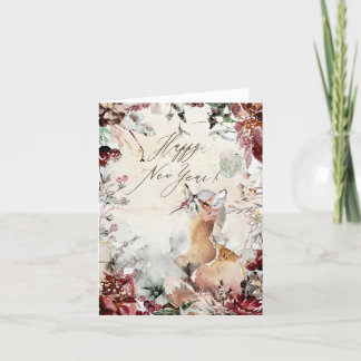 Cartão De Agradecimento Feliz ano novo raposa