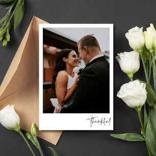 Cartão De Agradecimento Feliz Casamento de Foto Moderno Obrigado